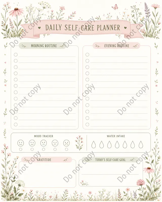 Daily Self Care Planner Pages