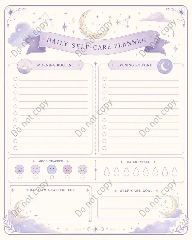 Daily Self Care Planner Pages