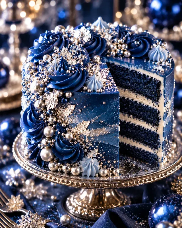 Luxury Blue Silver Xmas Dessert Photos