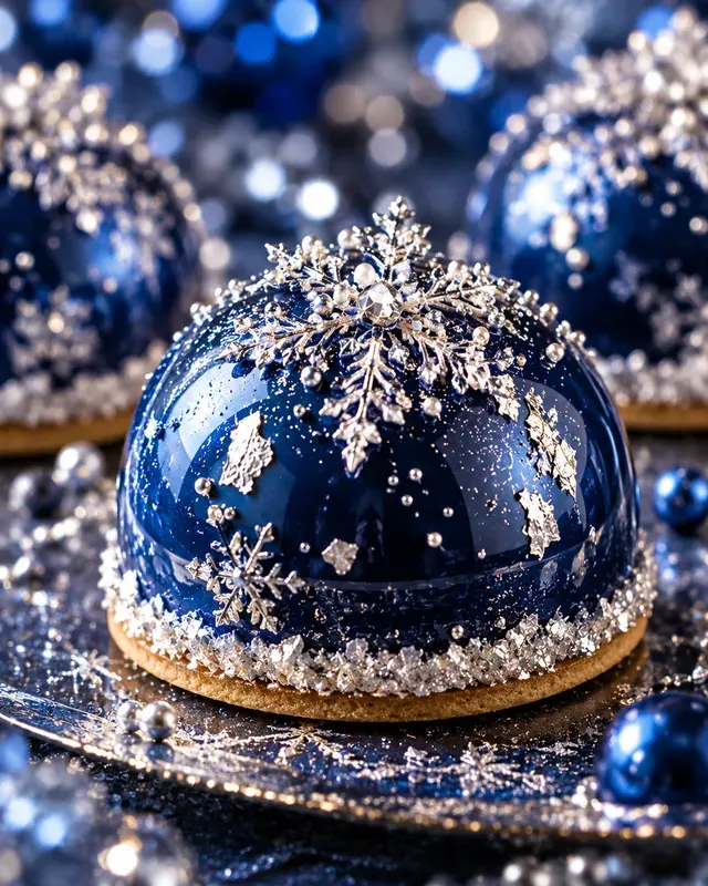 Luxury Blue Silver Xmas Dessert Photos