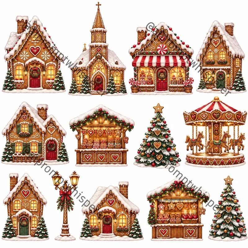 Gingerbread Village Clipart Sheets
