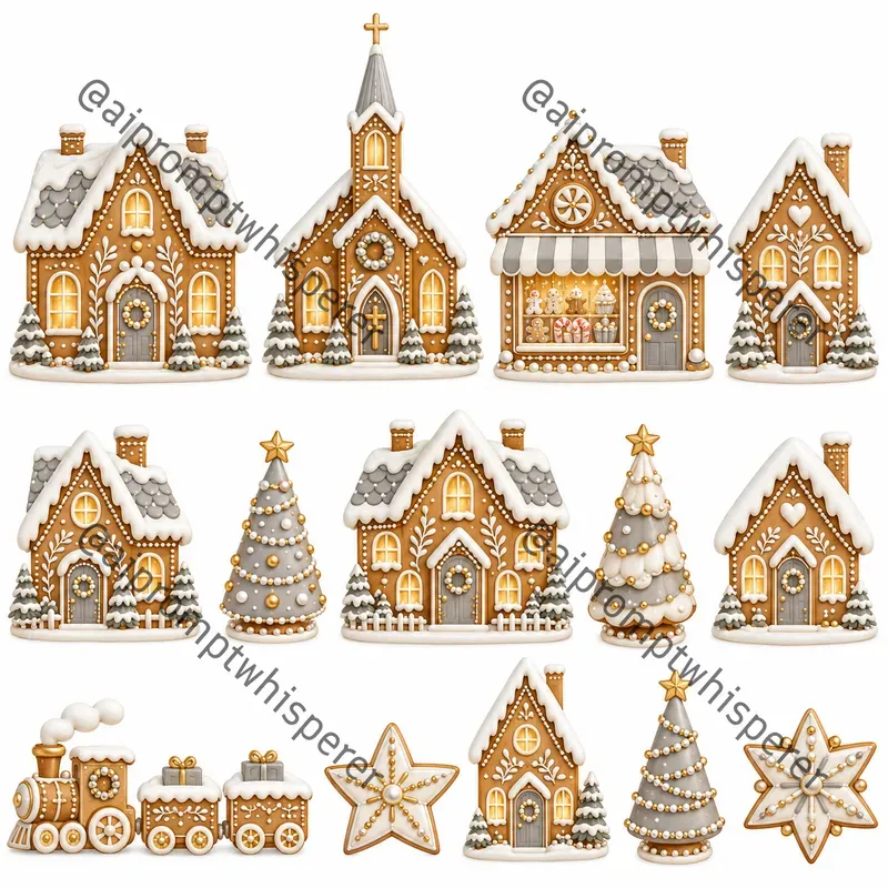 Gingerbread Village Clipart Sheets