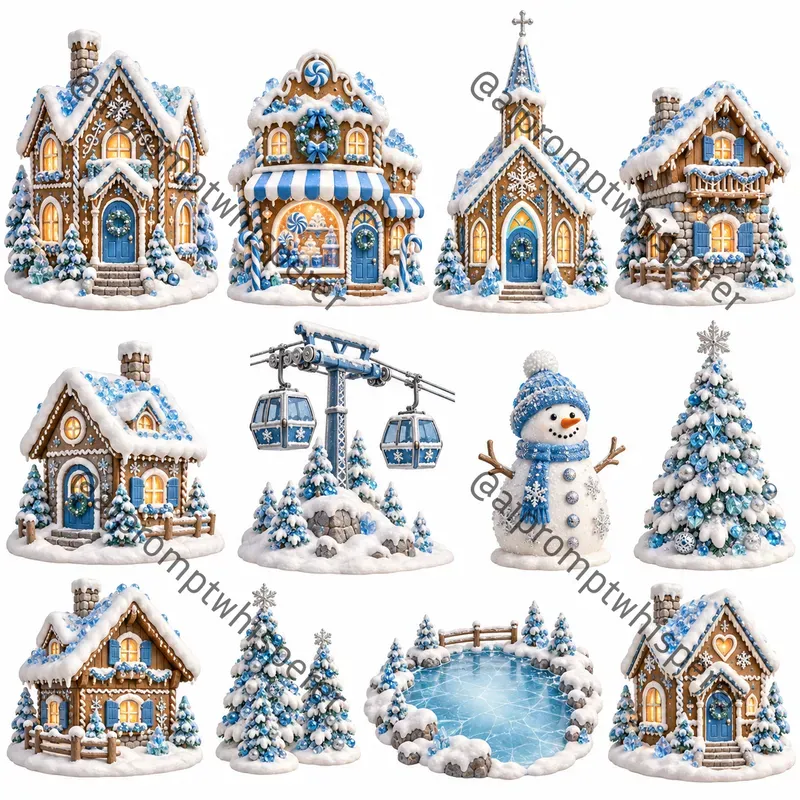 Gingerbread Village Clipart Sheets