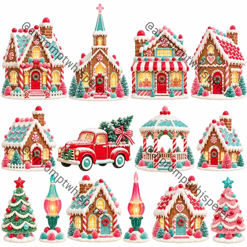 Gingerbread Village Clipart Sheets
