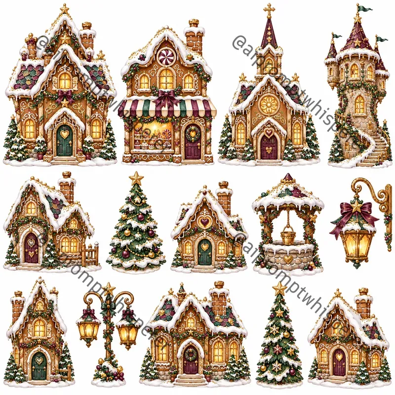 Gingerbread Village Clipart Sheets