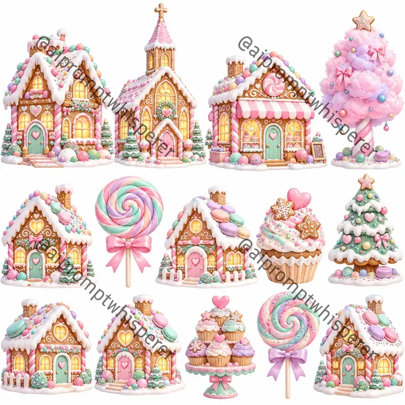 Gingerbread Village Clipart Sheets