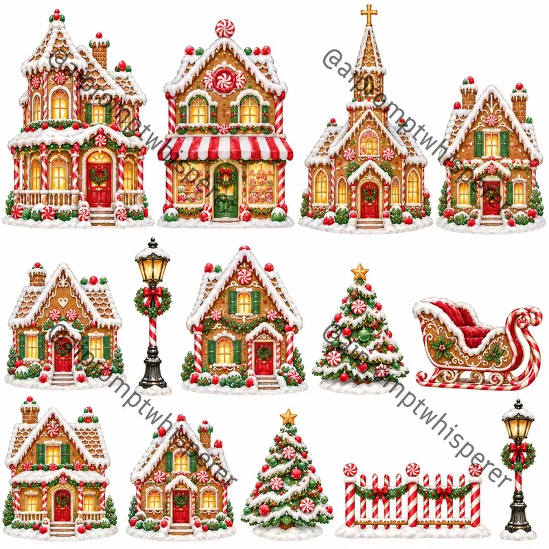 Gingerbread Village Clipart Sheets