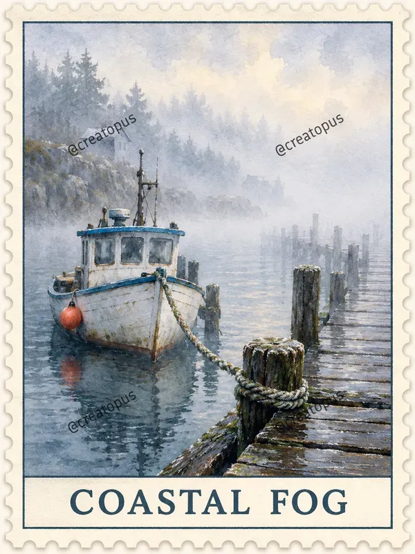 Watercolor Weather Postage Stamps