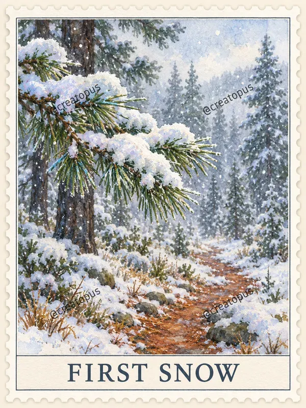 Watercolor Weather Postage Stamps