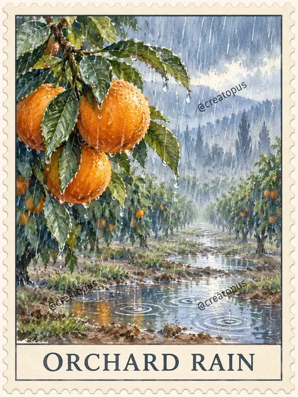 Watercolor Weather Postage Stamps
