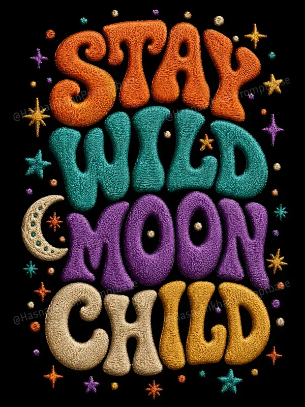 Groovy Quote Embroidery Style T Shirts