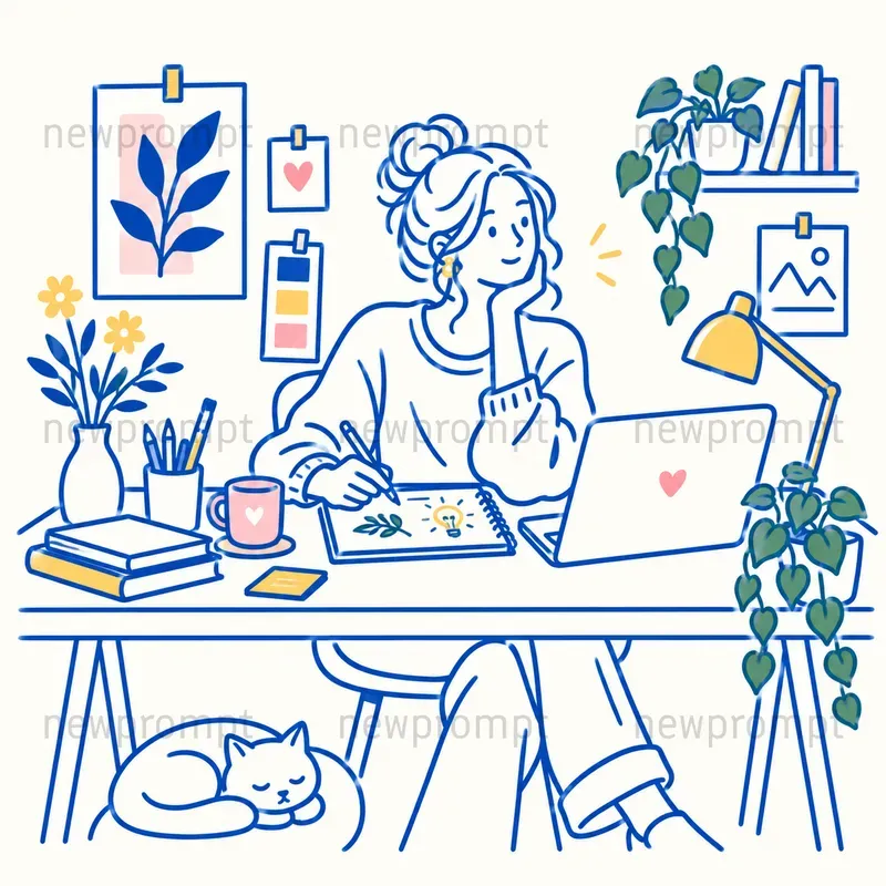 Minimalist Color Doodle Art