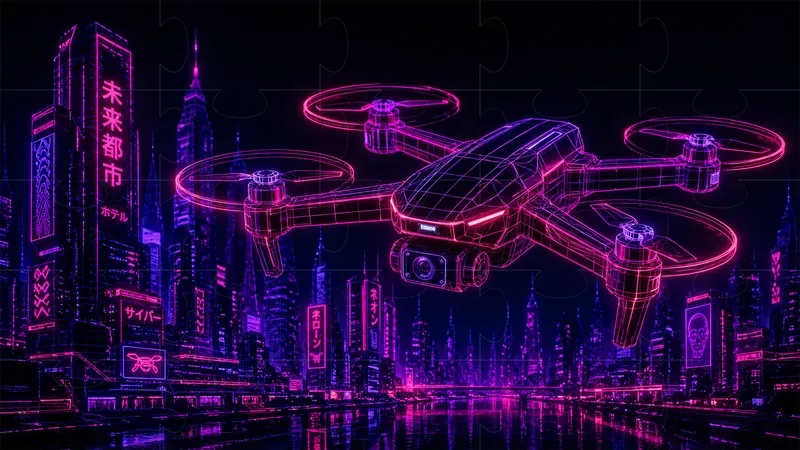 Cyberpunk Neon Line Art