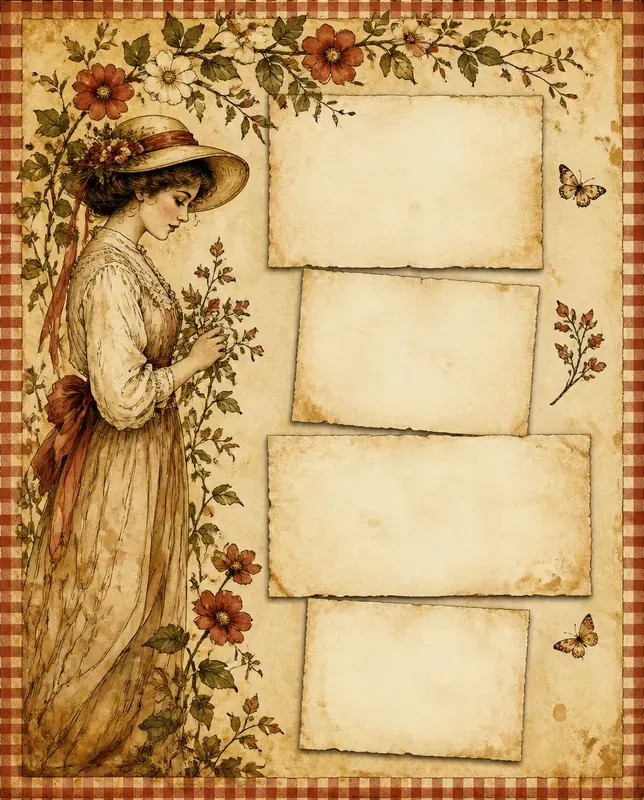 Vintage Junk Journal Etsy Frame Pages