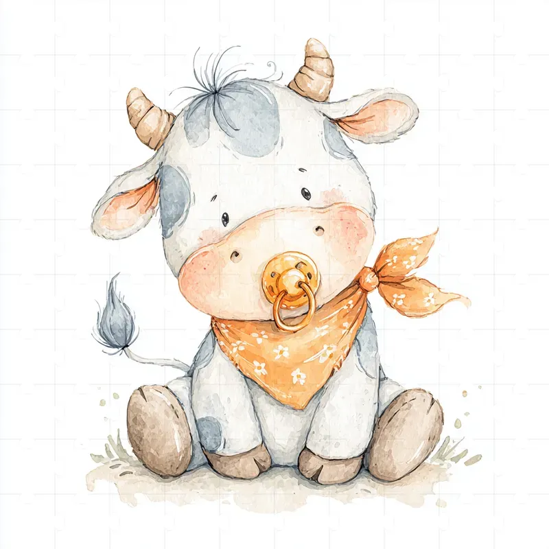 Kawaii Watercolor Character Cliparts