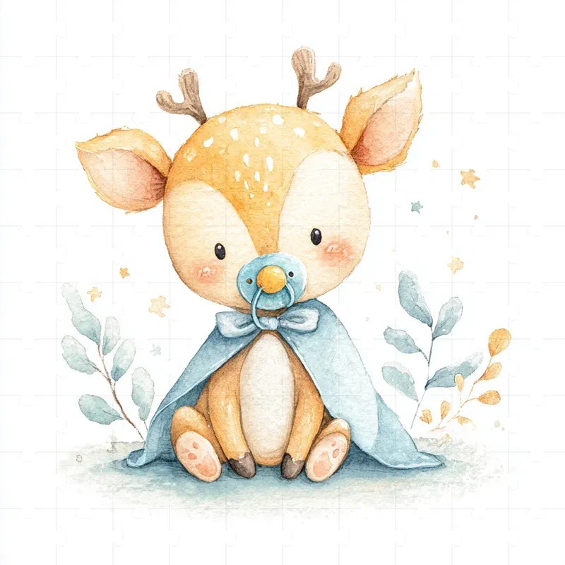 Kawaii Watercolor Character Cliparts
