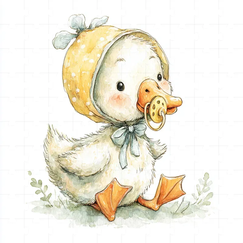 Kawaii Watercolor Character Cliparts