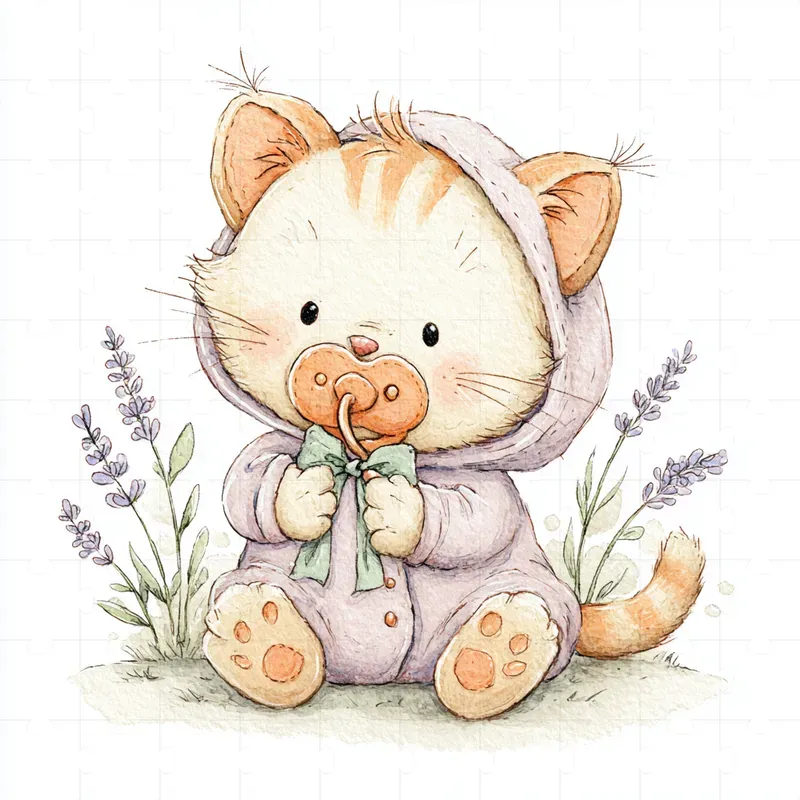 Kawaii Watercolor Character Cliparts