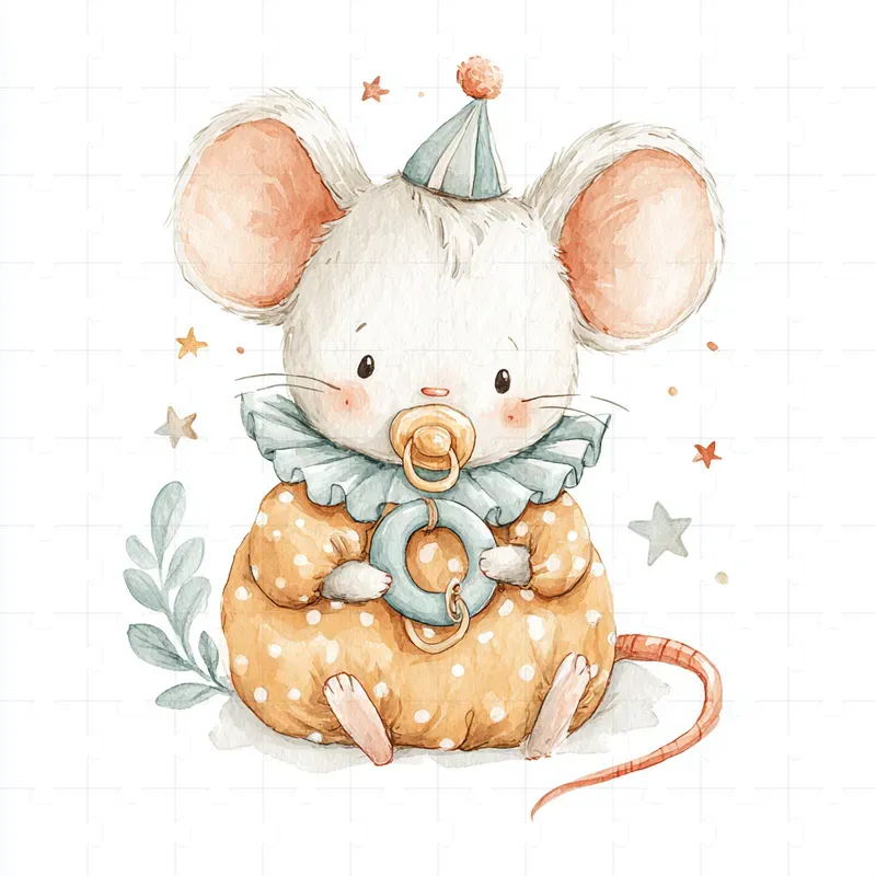 Kawaii Watercolor Character Cliparts