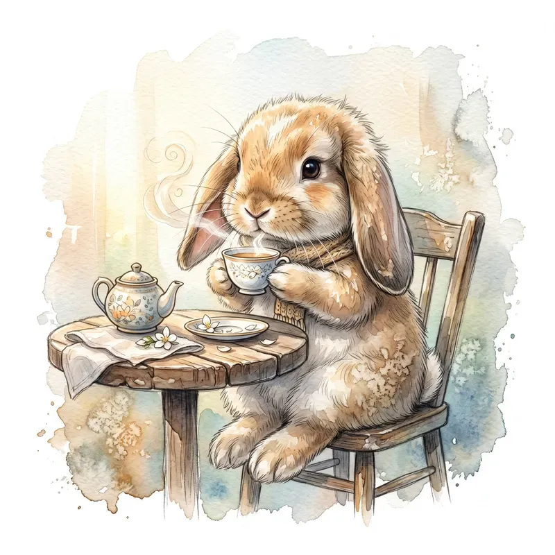 Watercolor Cafe Animal Sticker Clipart