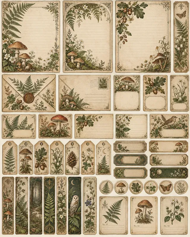 Vintage Botanical Stationery Sets