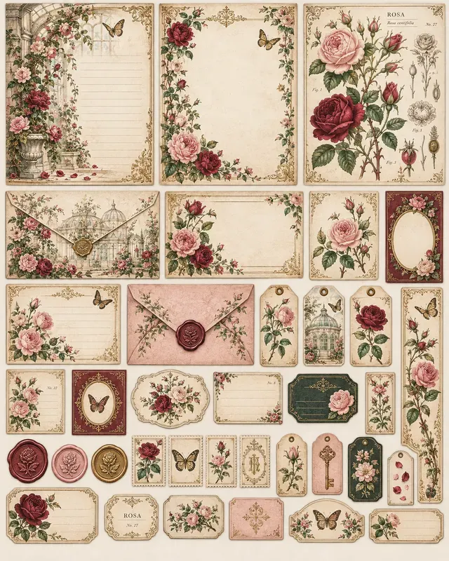 Vintage Botanical Stationery Sets