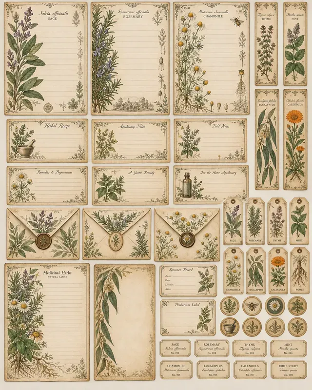 Vintage Botanical Stationery Sets