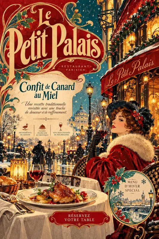 Elegant Winter Belle Epoque Poster Art