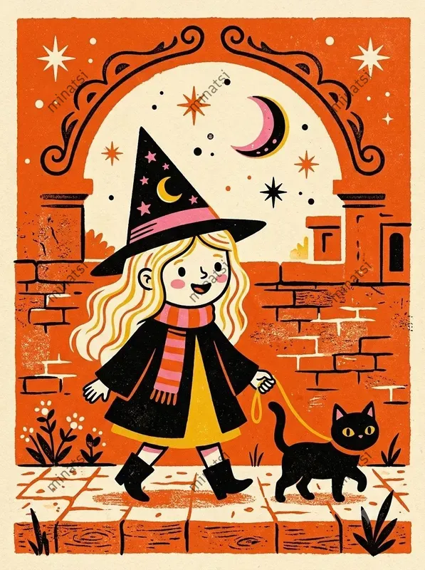 Retro Halloween Screen Print Art