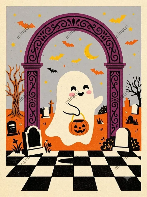 Retro Halloween Screen Print Art