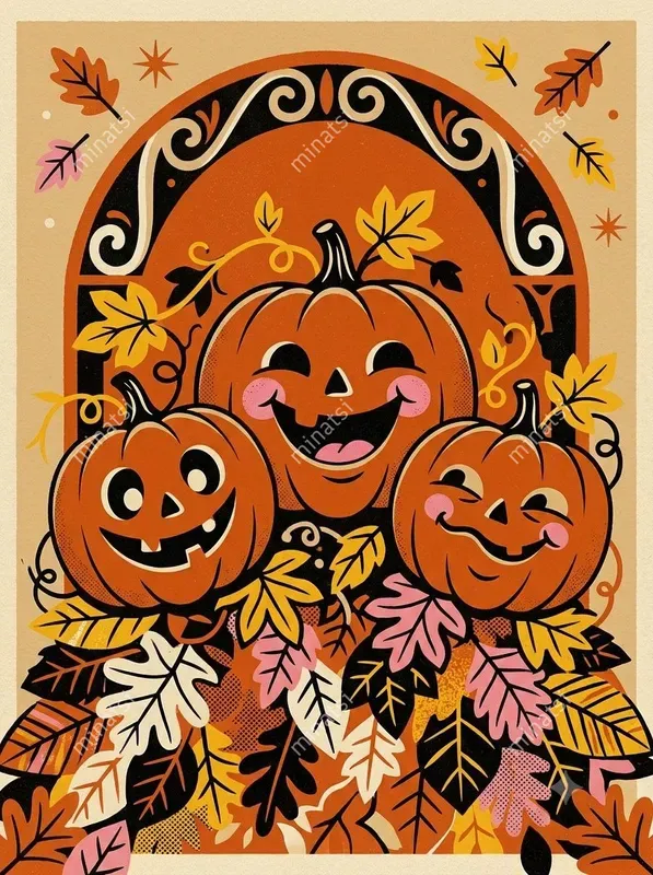 Retro Halloween Screen Print Art