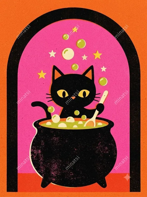 Retro Halloween Screen Print Art