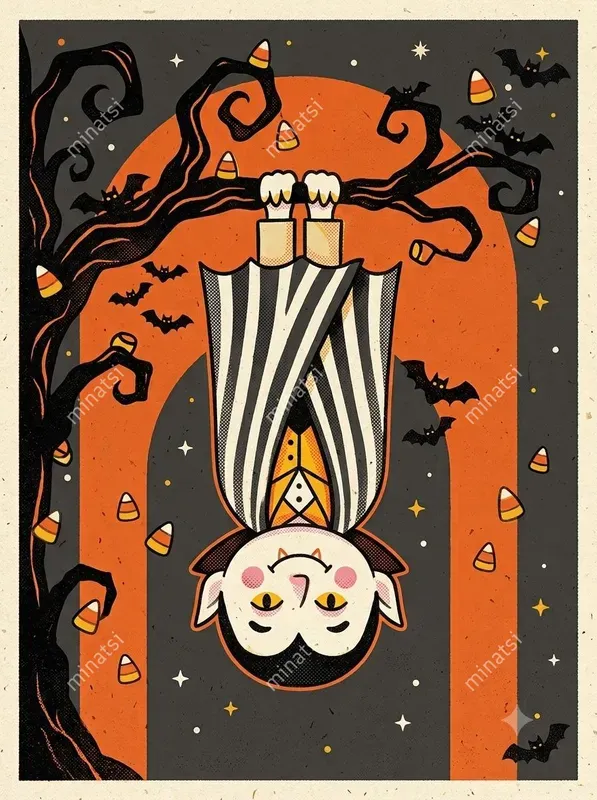 Retro Halloween Screen Print Art