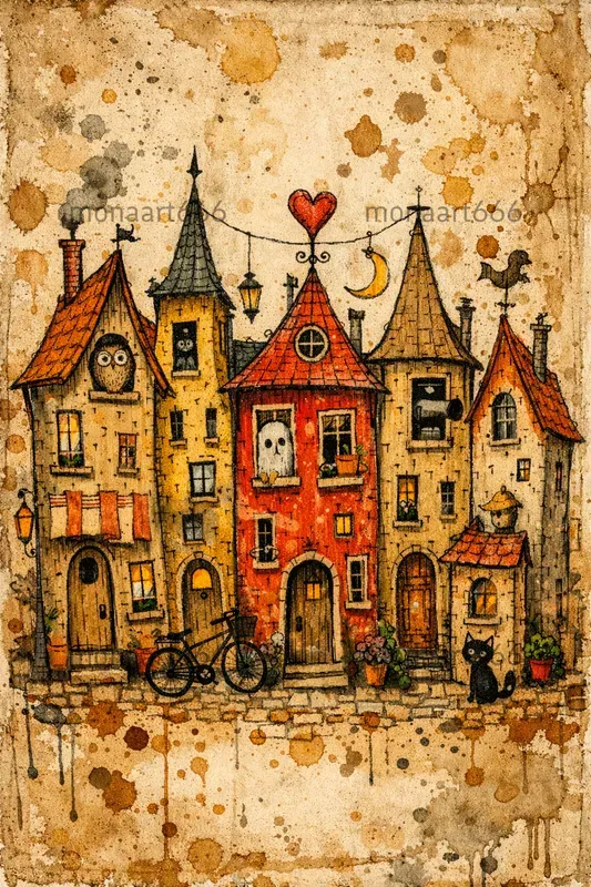 Vintage Grunge Whimsy British Folk Art