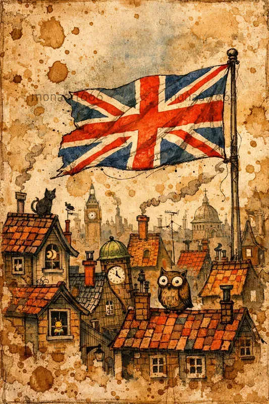 Vintage Grunge Whimsy British Folk Art