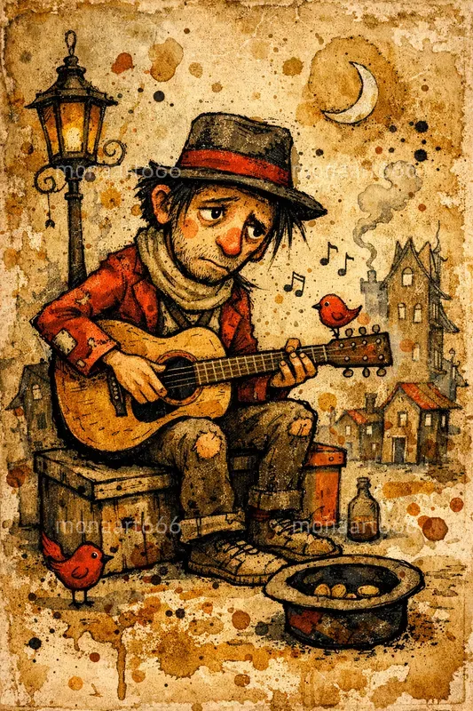 Vintage Grunge Whimsy British Folk Art