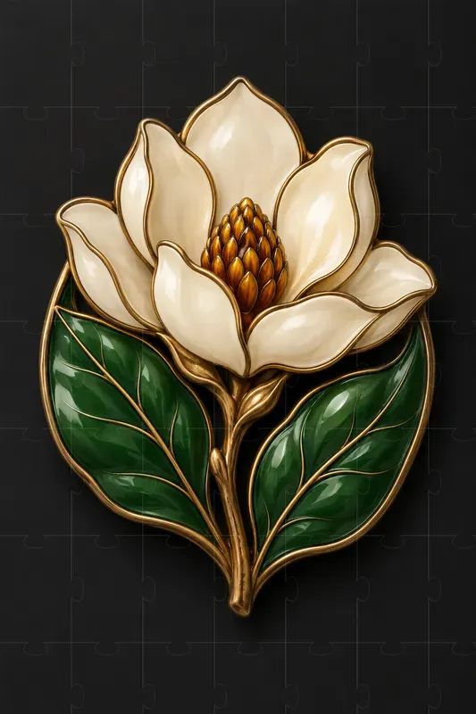 Botanical Enamel Emblem Art