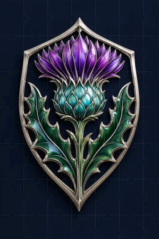 Botanical Enamel Emblem Art