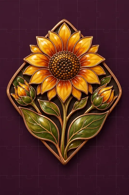 Botanical Enamel Emblem Art