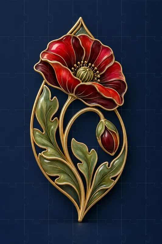 Botanical Enamel Emblem Art