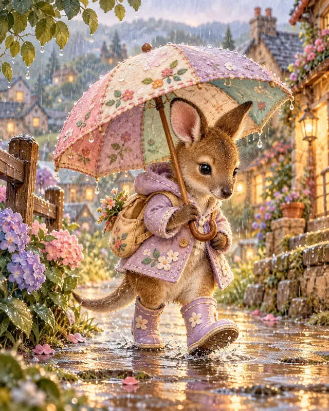 Cute Baby Umbrella Walks