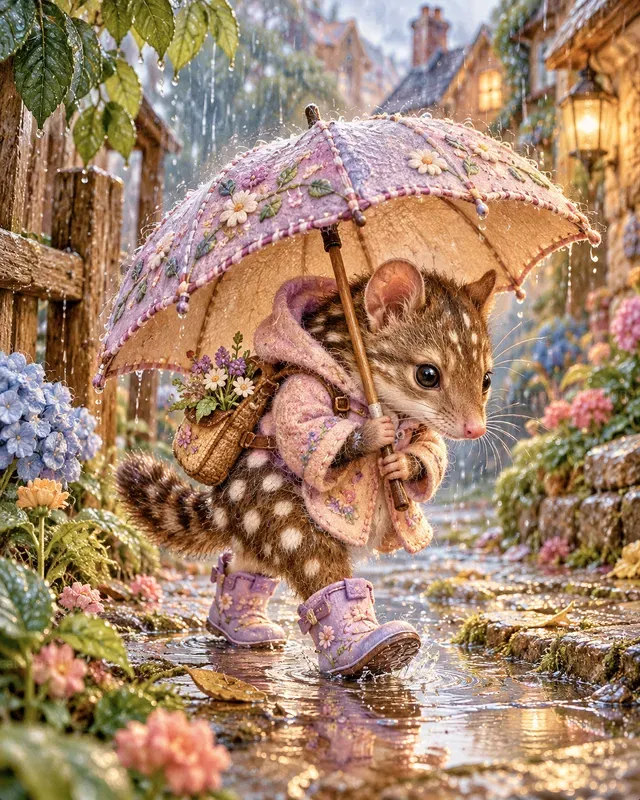 Cute Baby Umbrella Walks