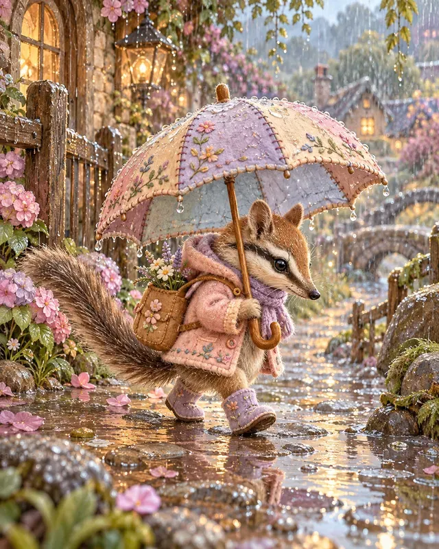 Cute Baby Umbrella Walks