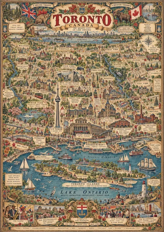 Vintage Pictorial City Map Generator