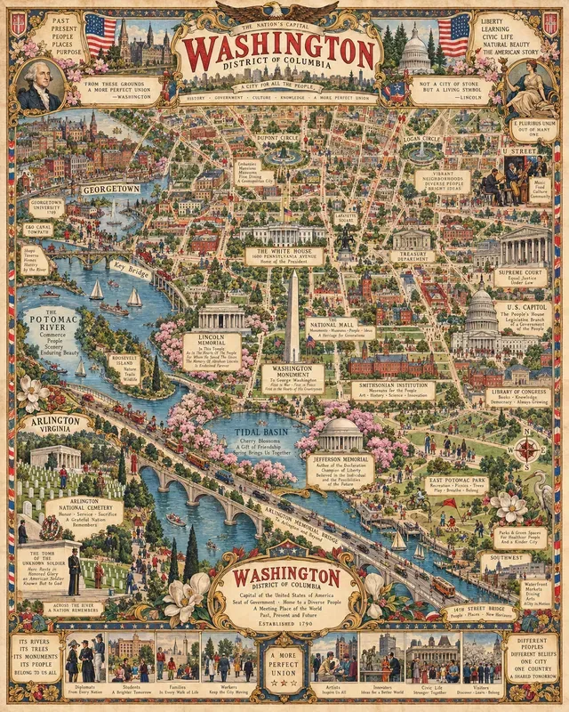 Vintage Pictorial City Map Generator