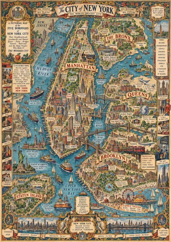 Vintage Pictorial City Map Generator