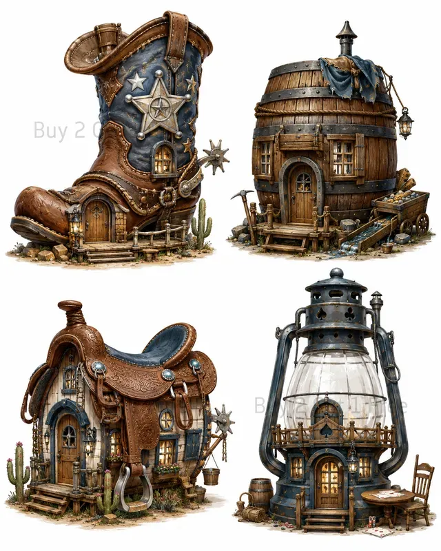 Western Cottage Clipart Collections