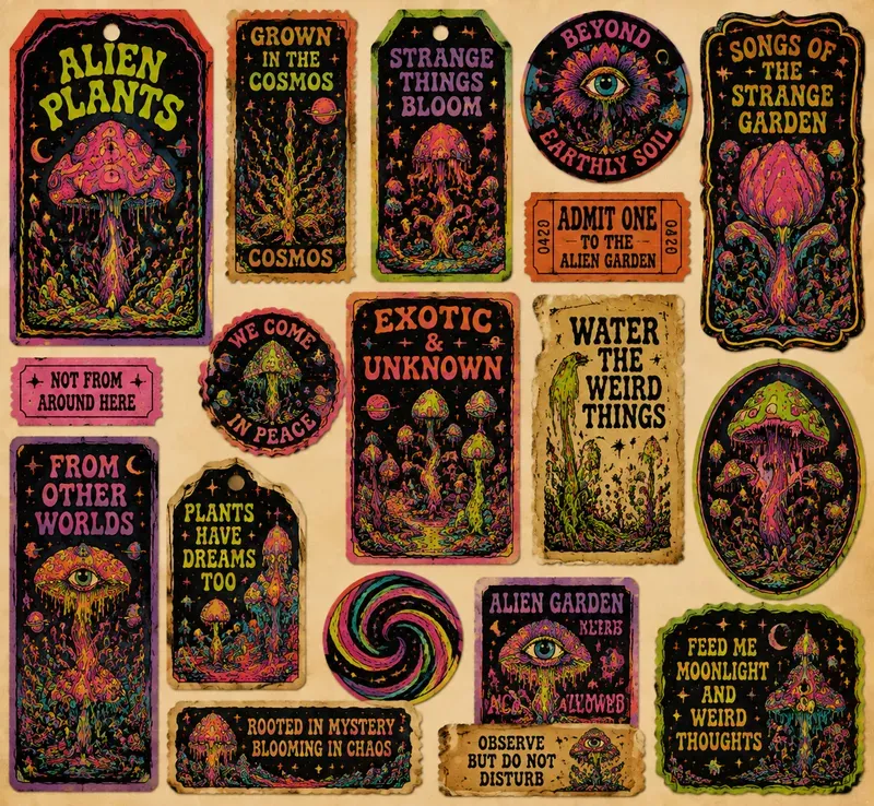 Psychedelic Botanical Fantasy Ephemera