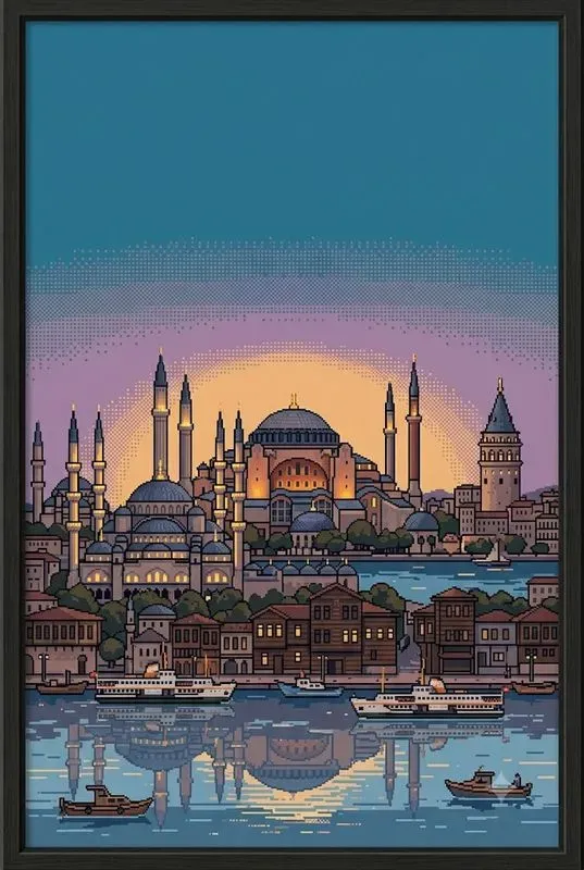 Pixel Art City Skyline Poster Studios