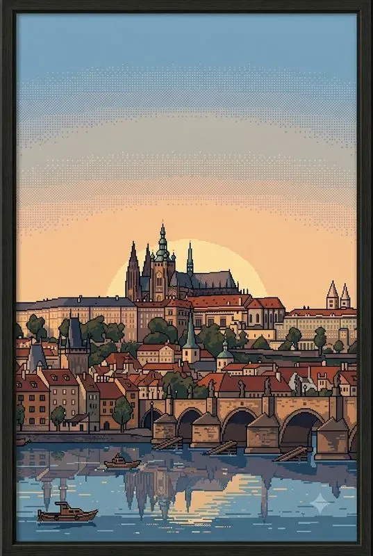 Pixel Art City Skyline Poster Studios